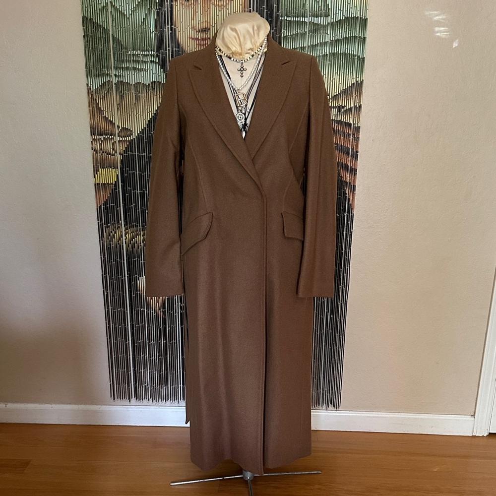 Mango NEW WITH TAGS Long Classic Brown Wool Coat Women’s